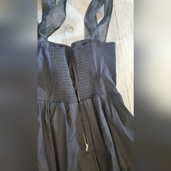 Reformation Enza Tie Strap Bubble Hem Minidress In Black - Picture 7 of 9